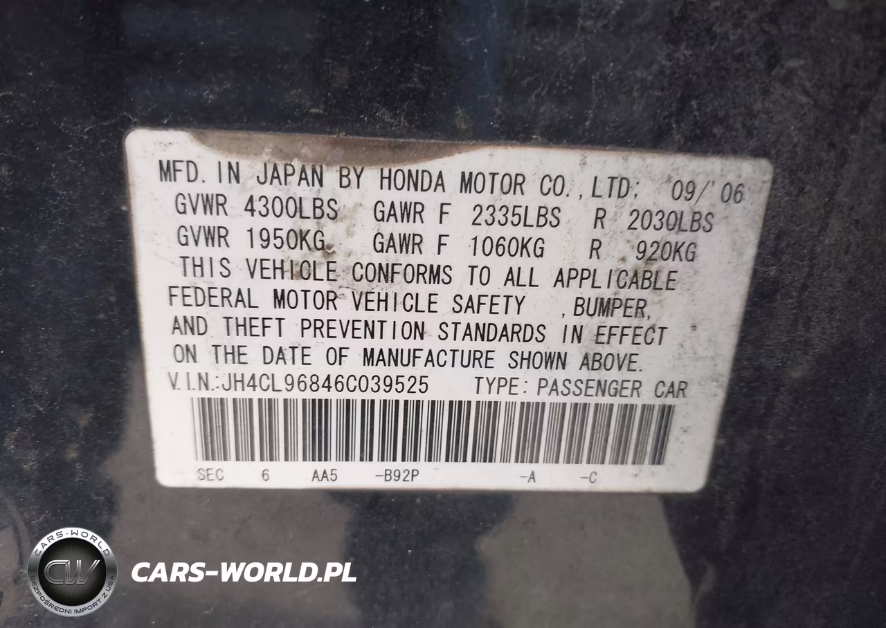 2006 Acura Tsx VIN:JH4CL96846C039525 - 9