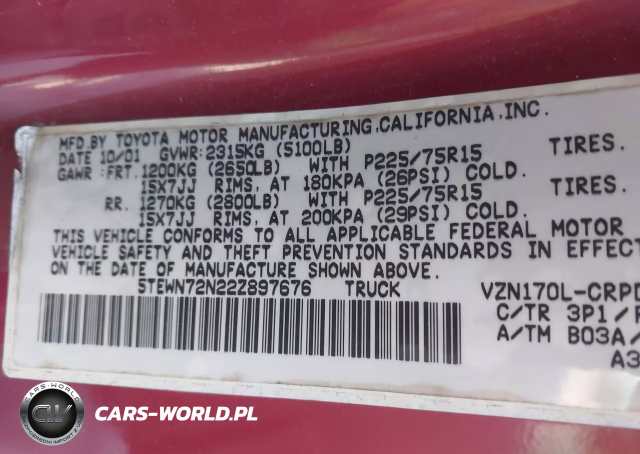 2002 Toyota Tacoma Base V6 VIN:5TEWN72N22Z897676 - 9
