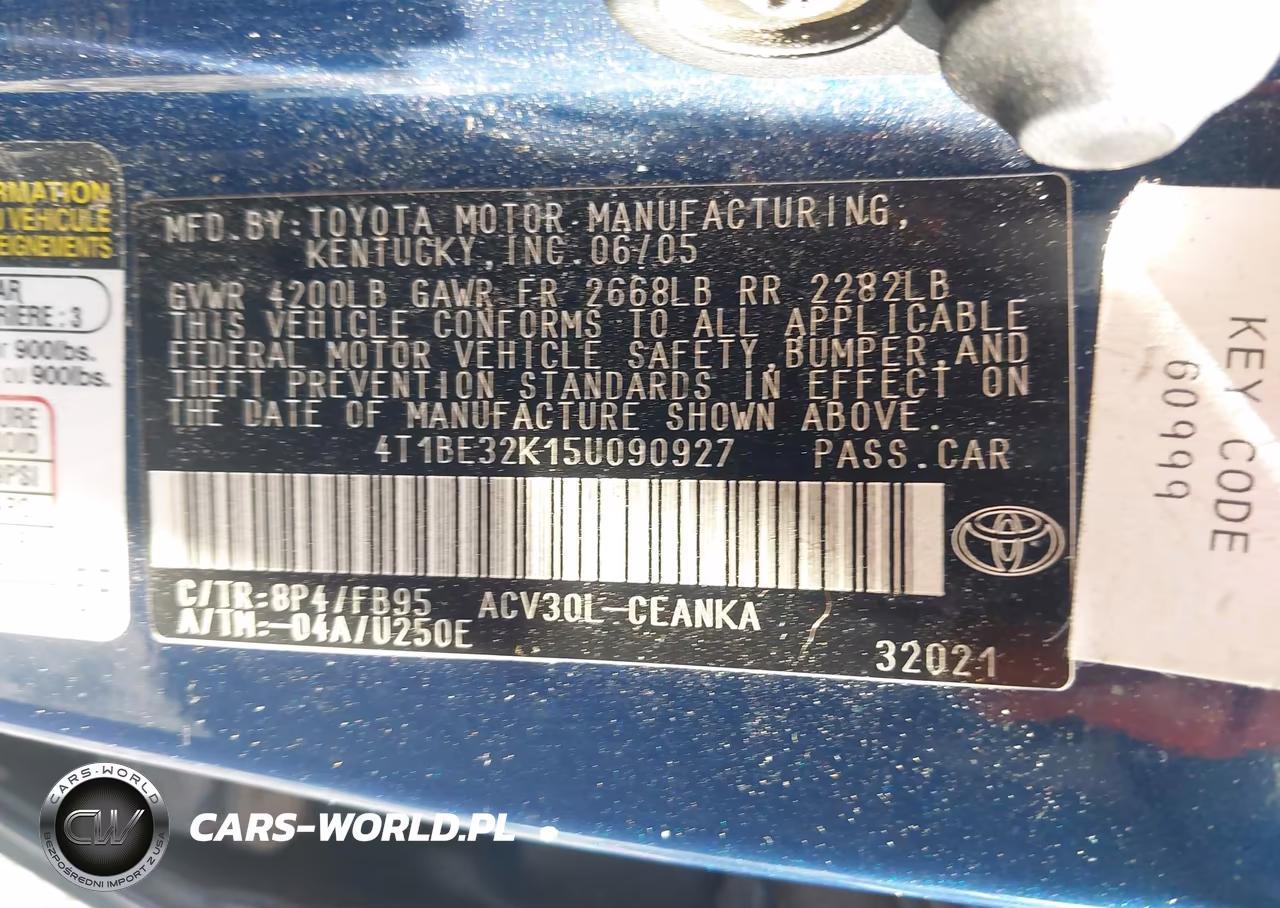 2005 Toyota Camry Le VIN:4T1BE32K15U090927 - 9