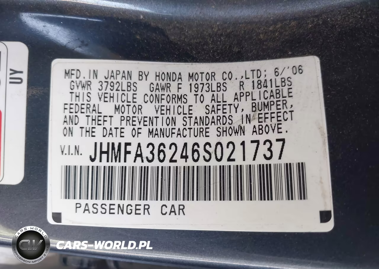 2006 Honda Civic Hybrid VIN:JHMFA36246S021737 - 9