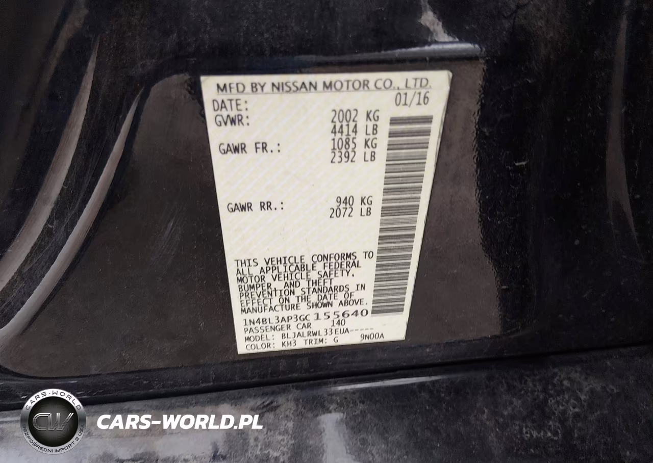 2016 Nissan Altima 3.5 Sl-3.5 Sr VIN:1N4BL3AP3GC155640 - 9