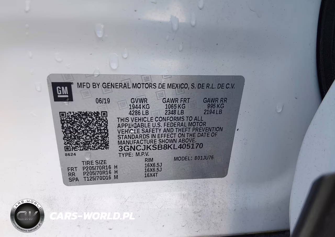2019 Chevrolet Trax Ls VIN:3GNCJKSB8KL405170 - 9