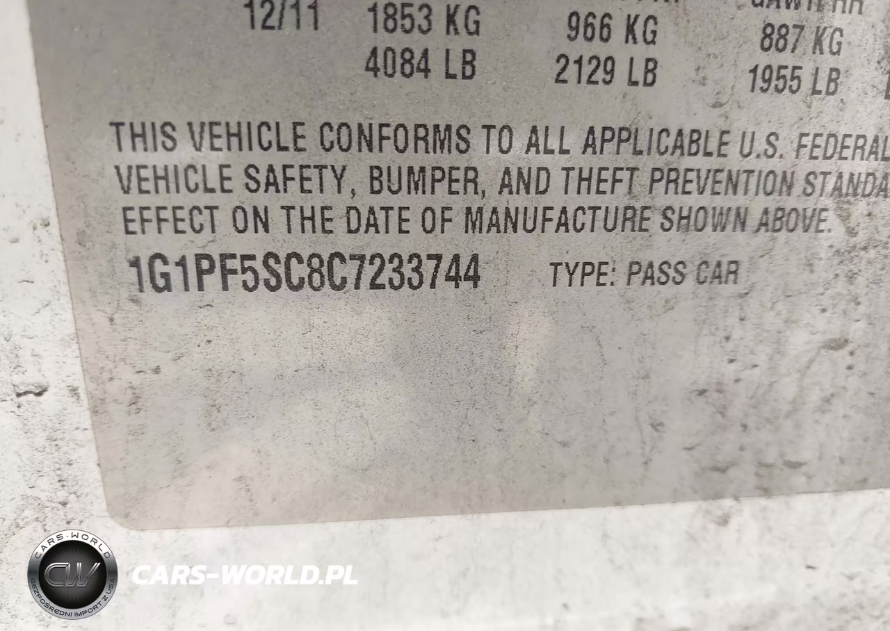 2012 Chevrolet Cruze 1Lt VIN:1G1PF5SC8C7233744 - 9