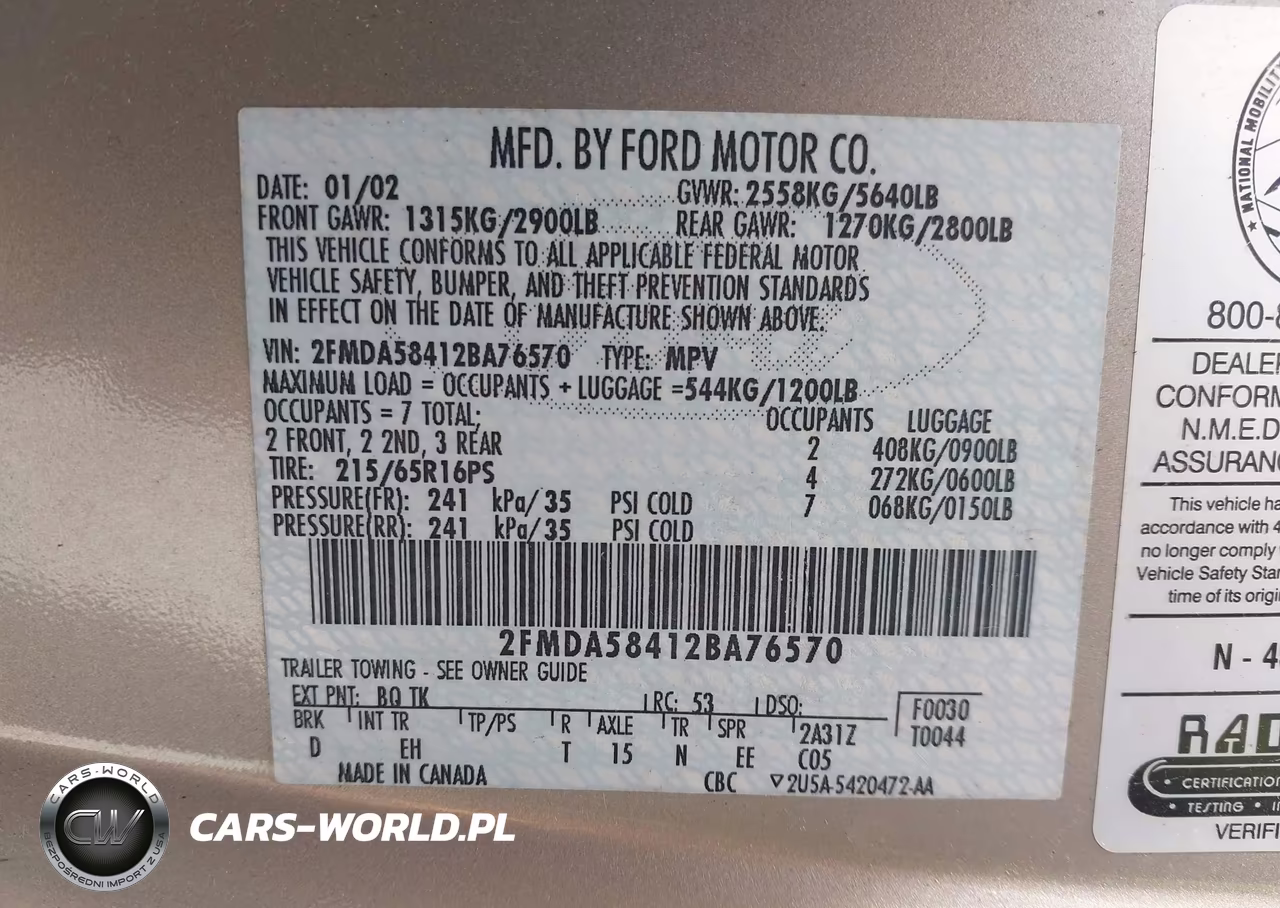 2002 Ford Windstar Limited VIN:2FMDA58412BA76570 - 9