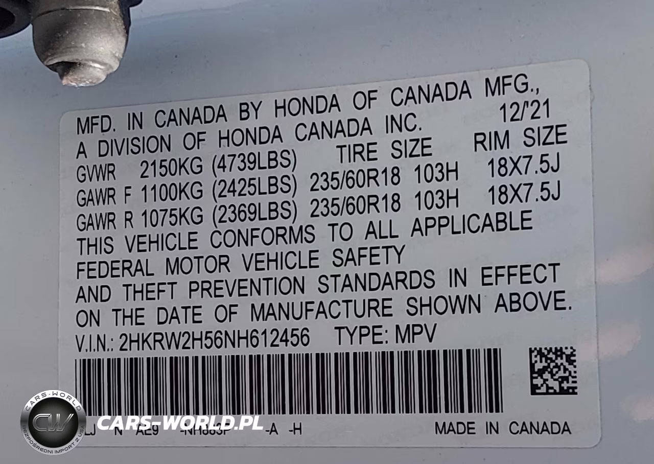 2022 Honda Cr-V Awd Ex VIN:2HKRW2H56NH612456 - 9