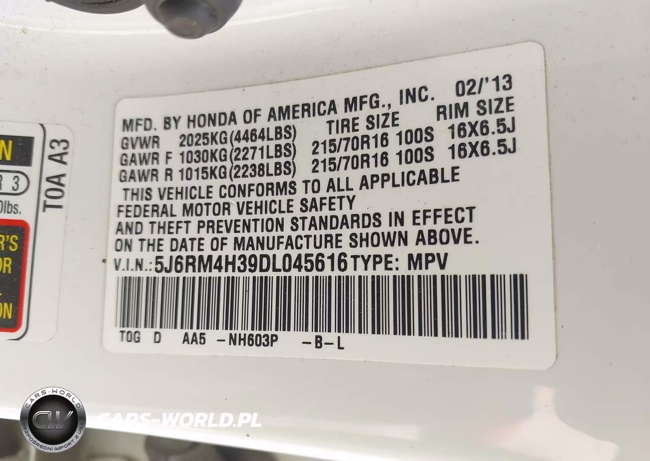 2013 Honda Cr-V Lx VIN:5J6RM4H39DL045616 - 9