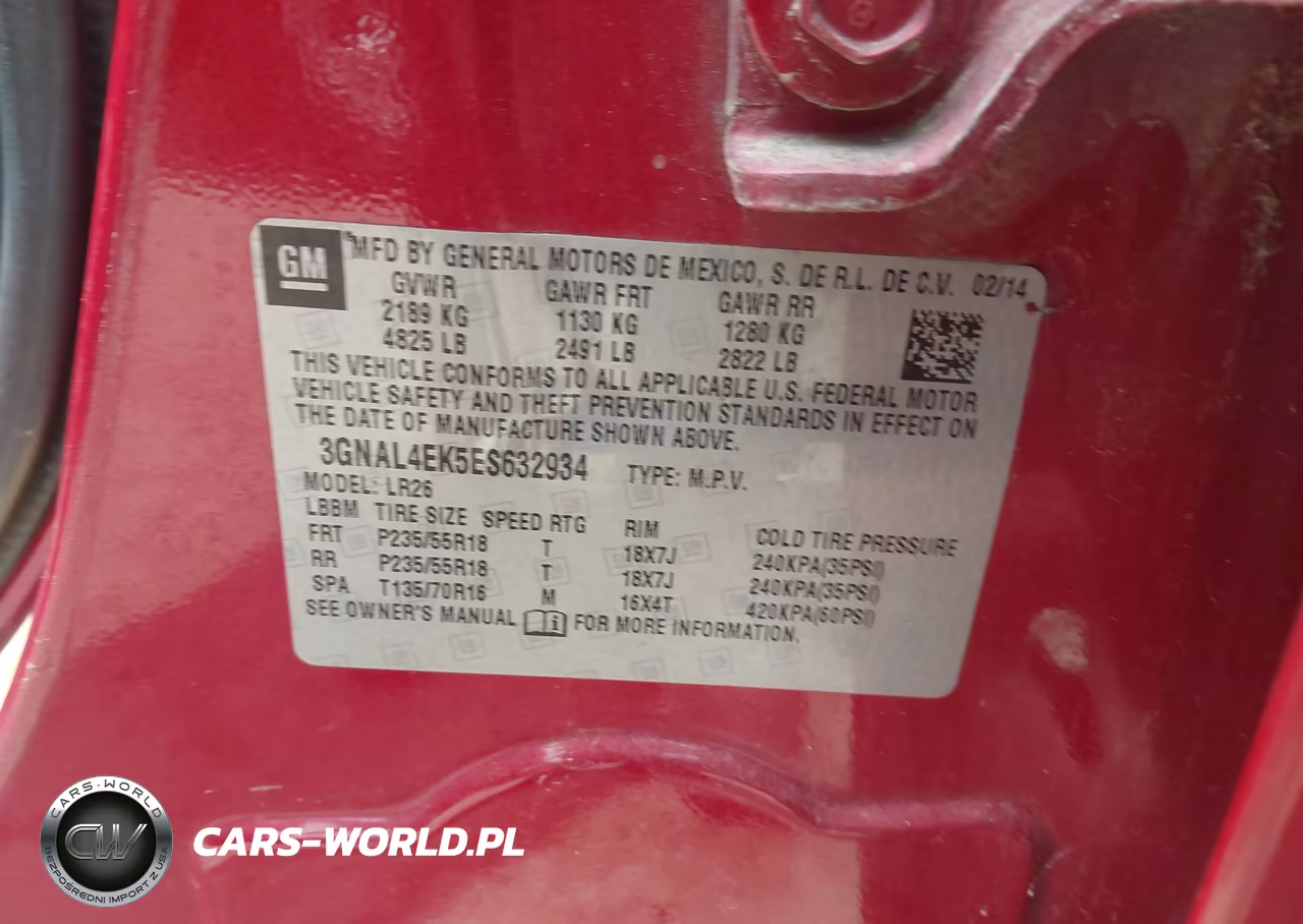 2014 Chevrolet Captiva Sport Ltz VIN:3GNAL4EK5ES632934 - 9