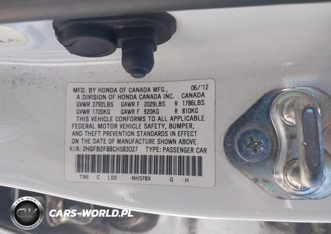 2012 Honda Civic Ex VIN:2HGFB2F88CH583027 - 9