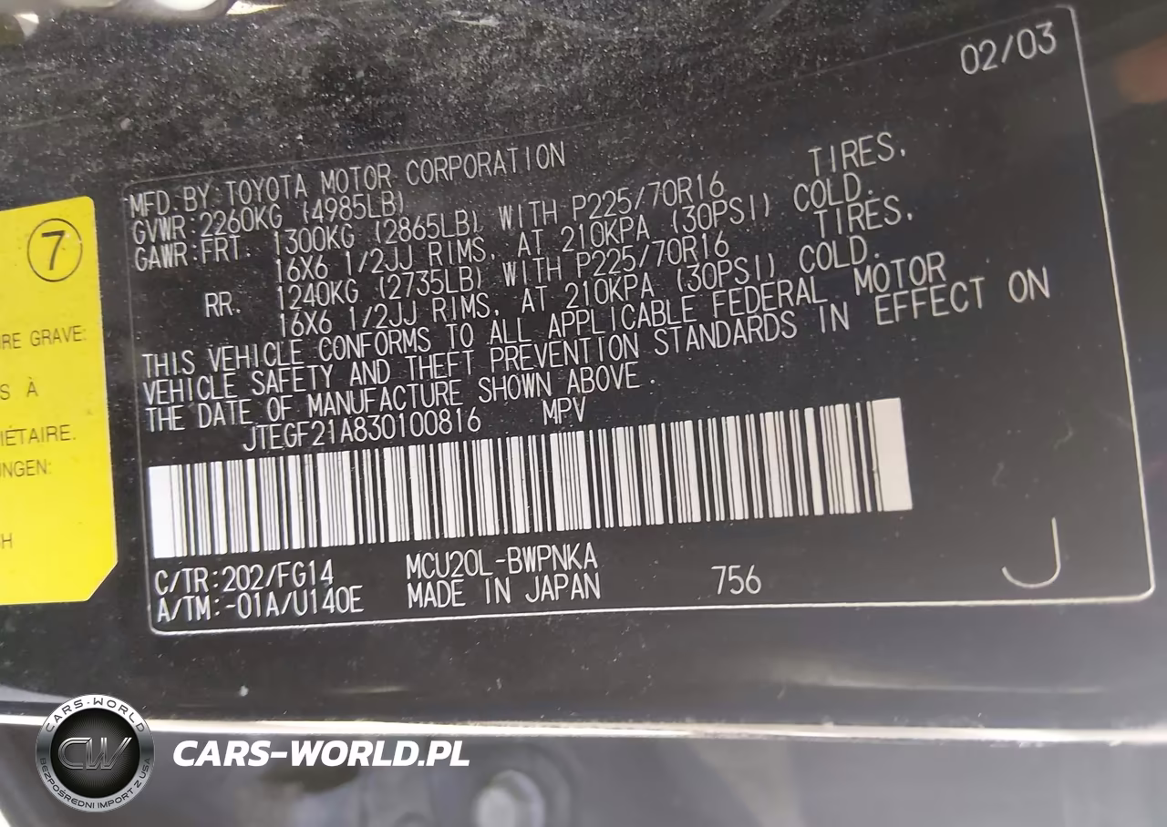 2003 Toyota Highlander V6 VIN:JTEGF21A830100816 - 9