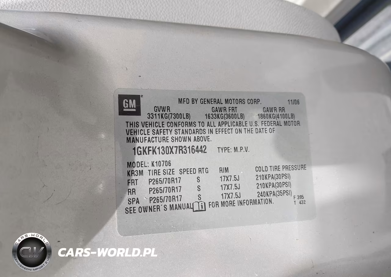2007 GMC Yukon Sle VIN:1GKFK130X7R316442 - 9