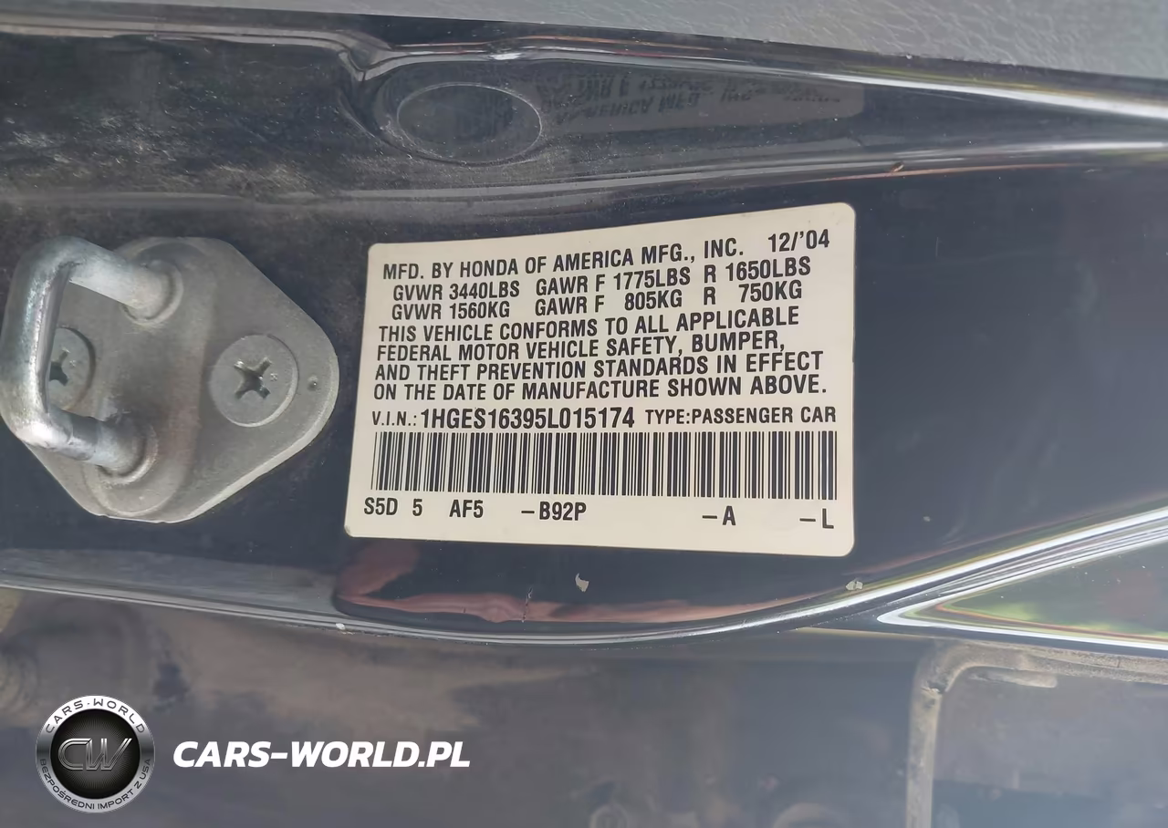 2005 Honda Civic Vp VIN:1HGES16395L015174 - 9