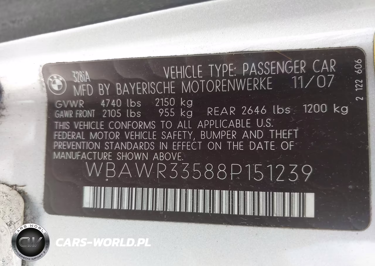 2008 BMW 328I VIN:WBAWR33588P151239 - 9