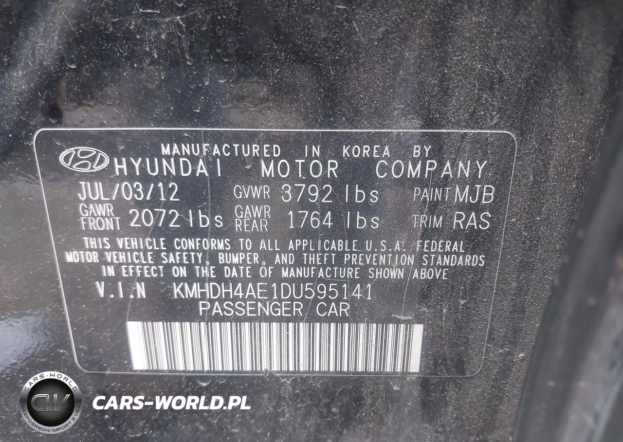 2013 Hyundai Elantra Gls VIN:KMHDH4AE1DU595141 - 9