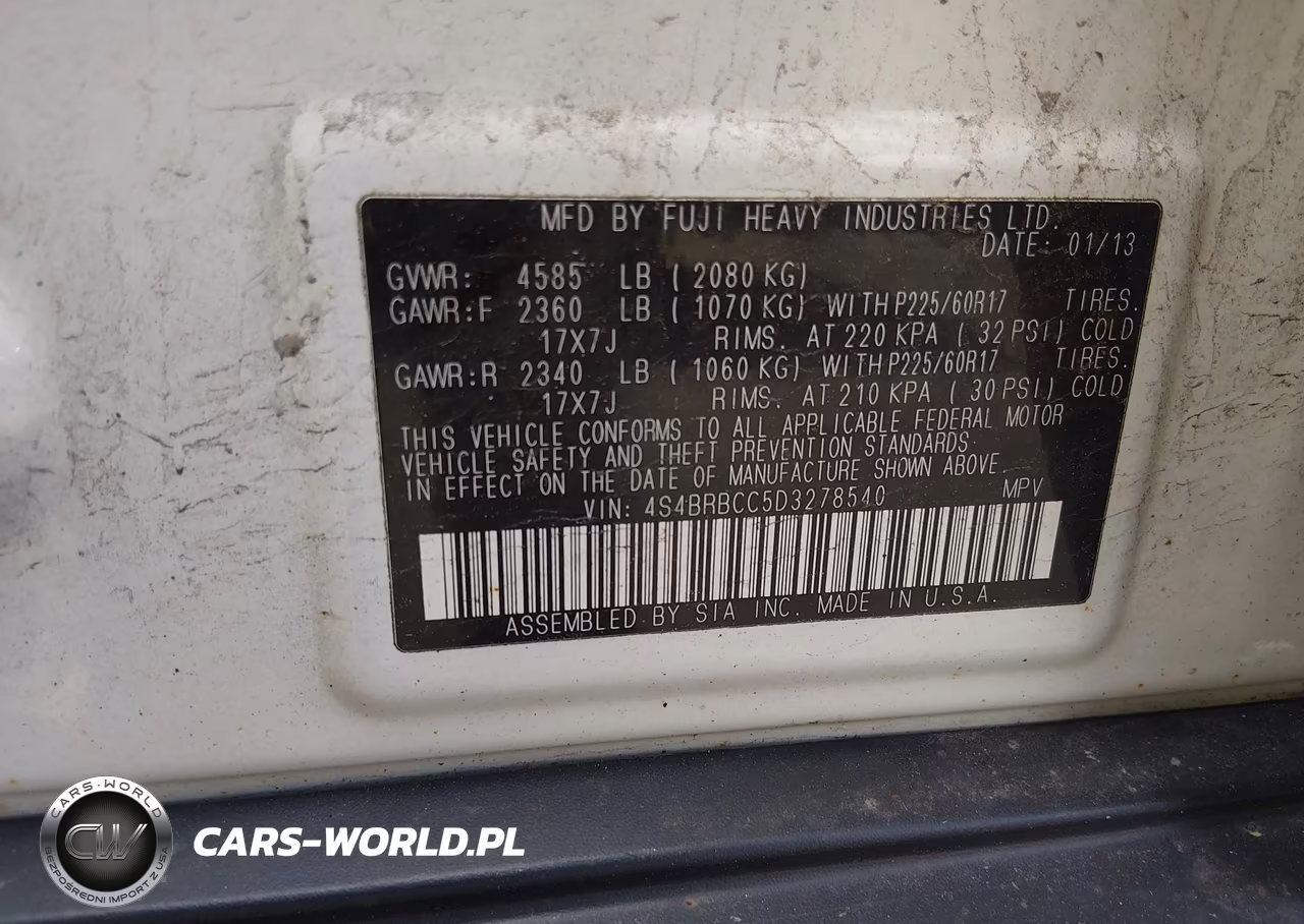 2013 Subaru Outback 2.5I Premium VIN:4S4BRBCC5D3278540 - 9