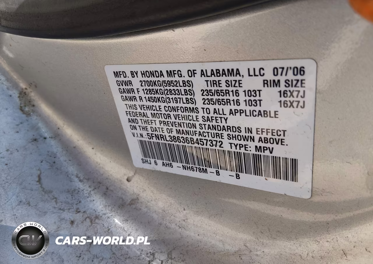 2006 Honda Odyssey Ex-L VIN:5FNRL38636B457372 - 9