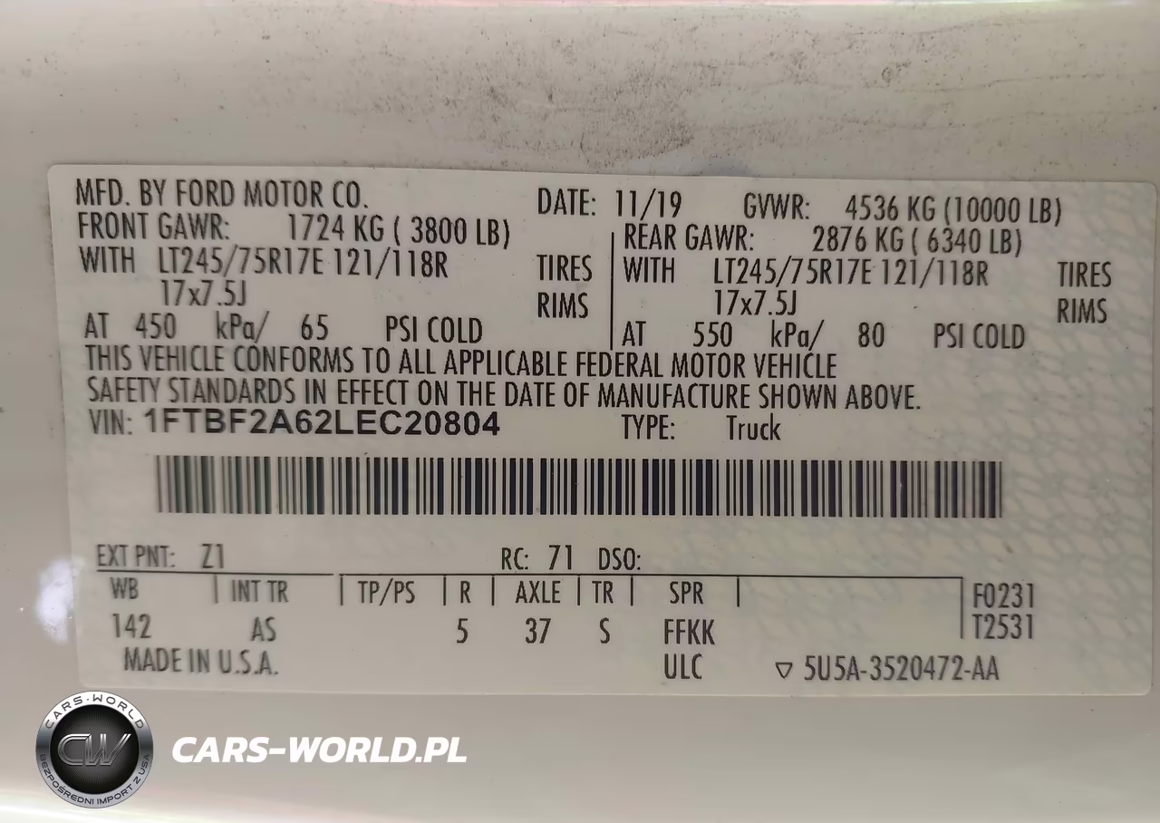 2020 Ford F-250 Xl VIN:1FTBF2A62LEC20804 - 9