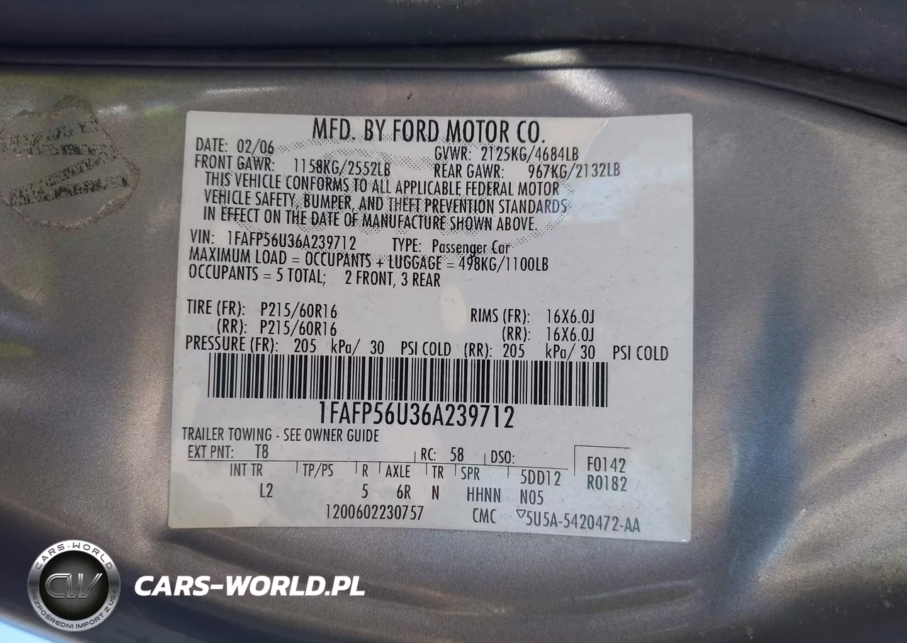 2006 Ford Taurus Sel VIN:1FAFP56U36A239712 - 9