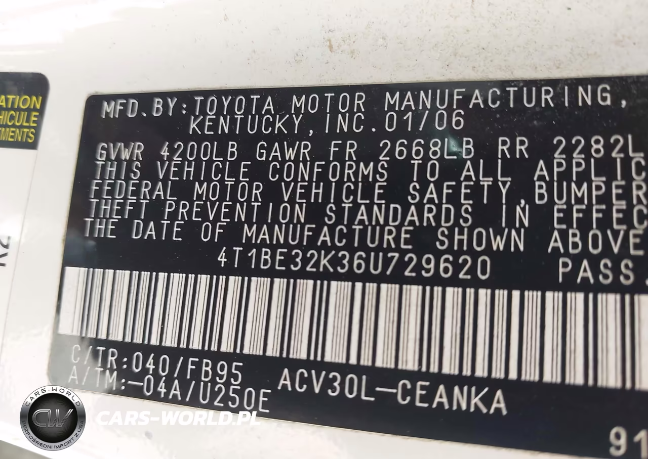 2006 Toyota Camry Le VIN:4T1BE32K36U729620 - 9