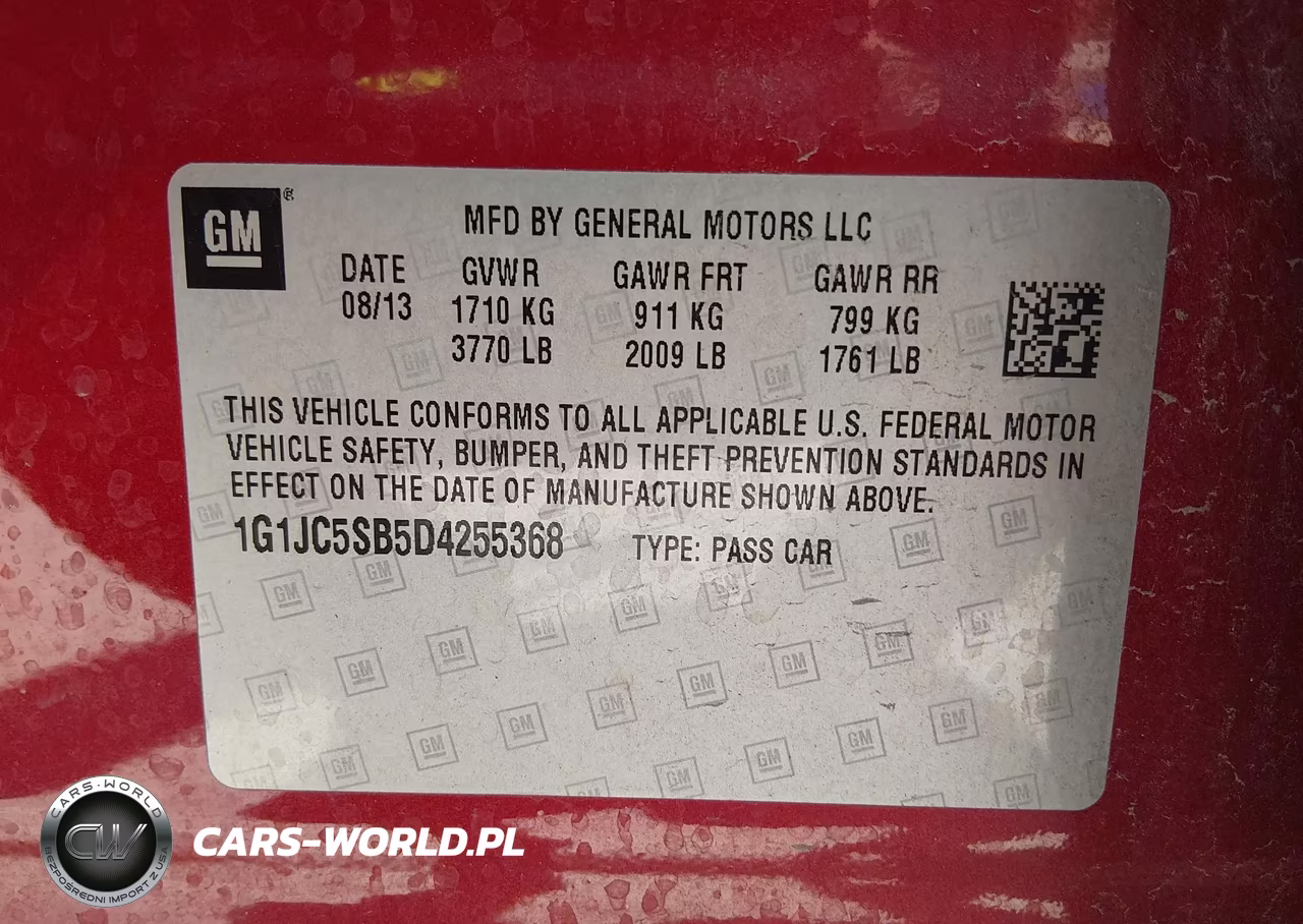2013 Chevrolet Sonic Lt Auto VIN:1G1JC5SB5D4255368 - 9