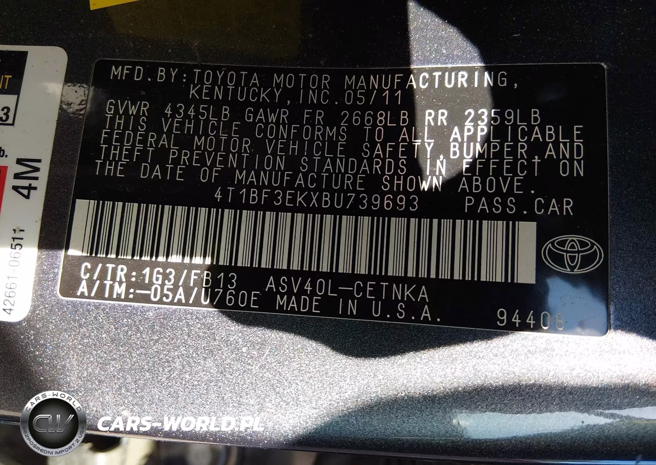 2011 Toyota Camry Le VIN:4T1BF3EKXBU739693 - 9