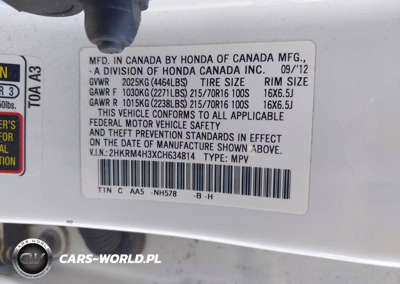 2012 Honda Cr-V Lx VIN:2HKRM4H3XCH634814 - 9