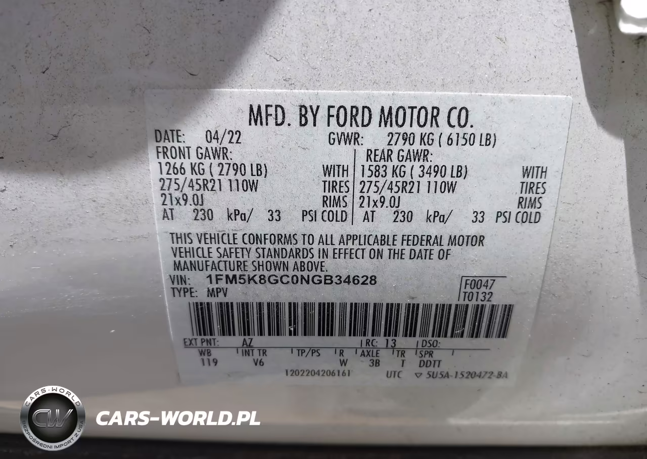 2022 Ford Explorer St VIN:1FM5K8GC0NGB34628 - 9