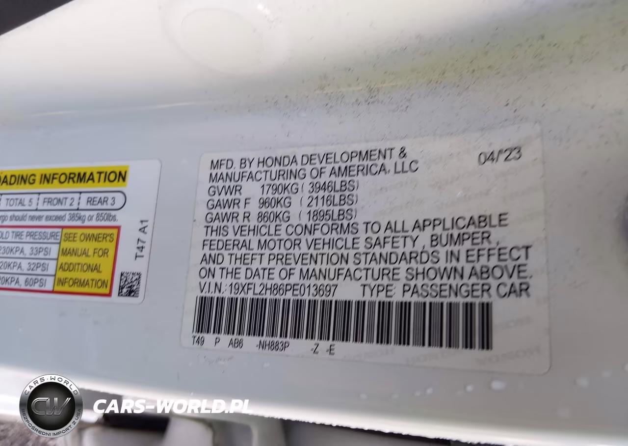 HONDA CIVIC SPOR VIN:19XFL2H86PE013697 - 9