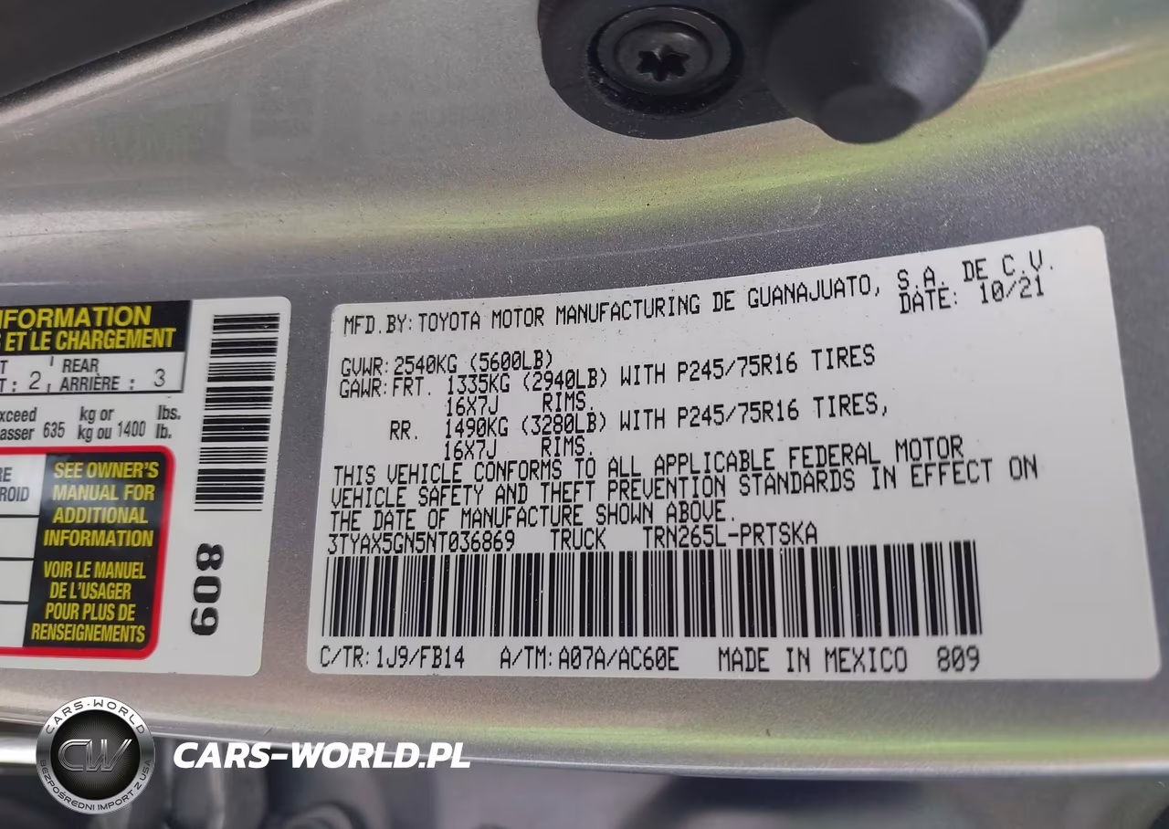 2022 Toyota Tacoma Sr VIN:3TYAX5GN5NT036869 - 9