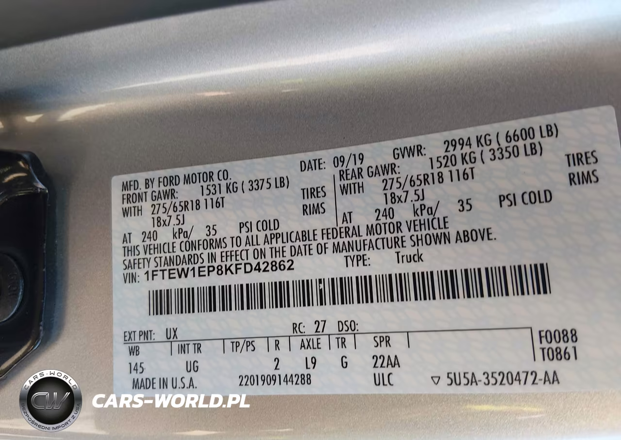 2019 Ford F-150 Xlt VIN:1FTEW1EP8KFD42862 - 9