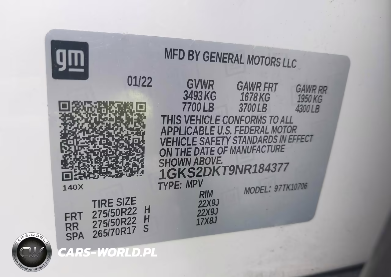 2022 GMC Yukon 4Wd Denali VIN:1GKS2DKT9NR184377 - 9