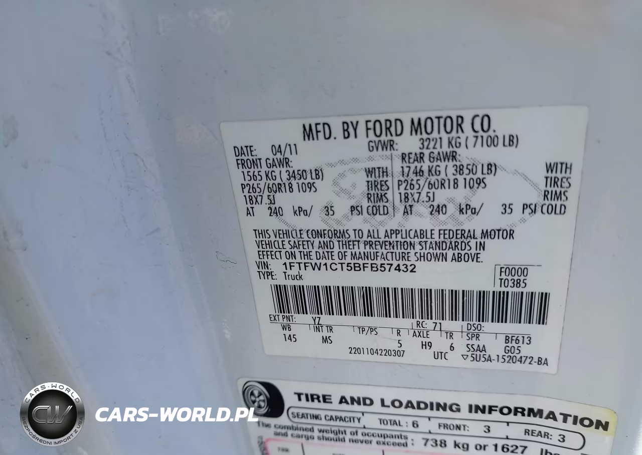 2011 Ford F-150 Xlt VIN:1FTFW1CT5BFB57432 - 9