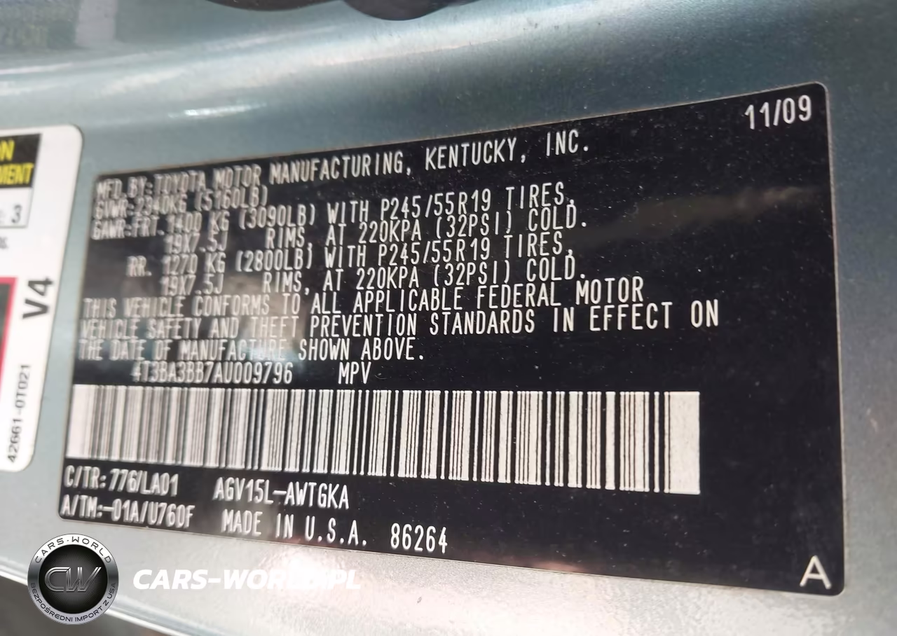 2010 Toyota Venza VIN:4T3BA3BB7AU009796 - 9