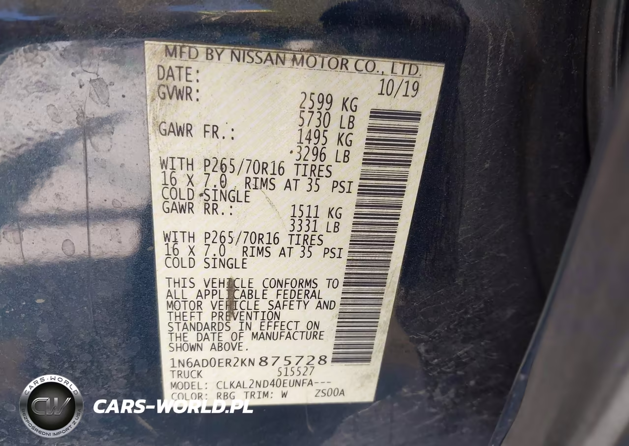 2019 Nissan Frontier Sv VIN:1N6AD0ER2KN875728 - 9