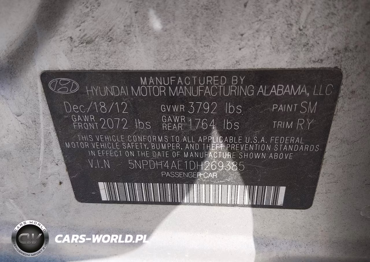 2013 Hyundai Elantra Limited VIN:5NPDH4AE1DH269385 - 9