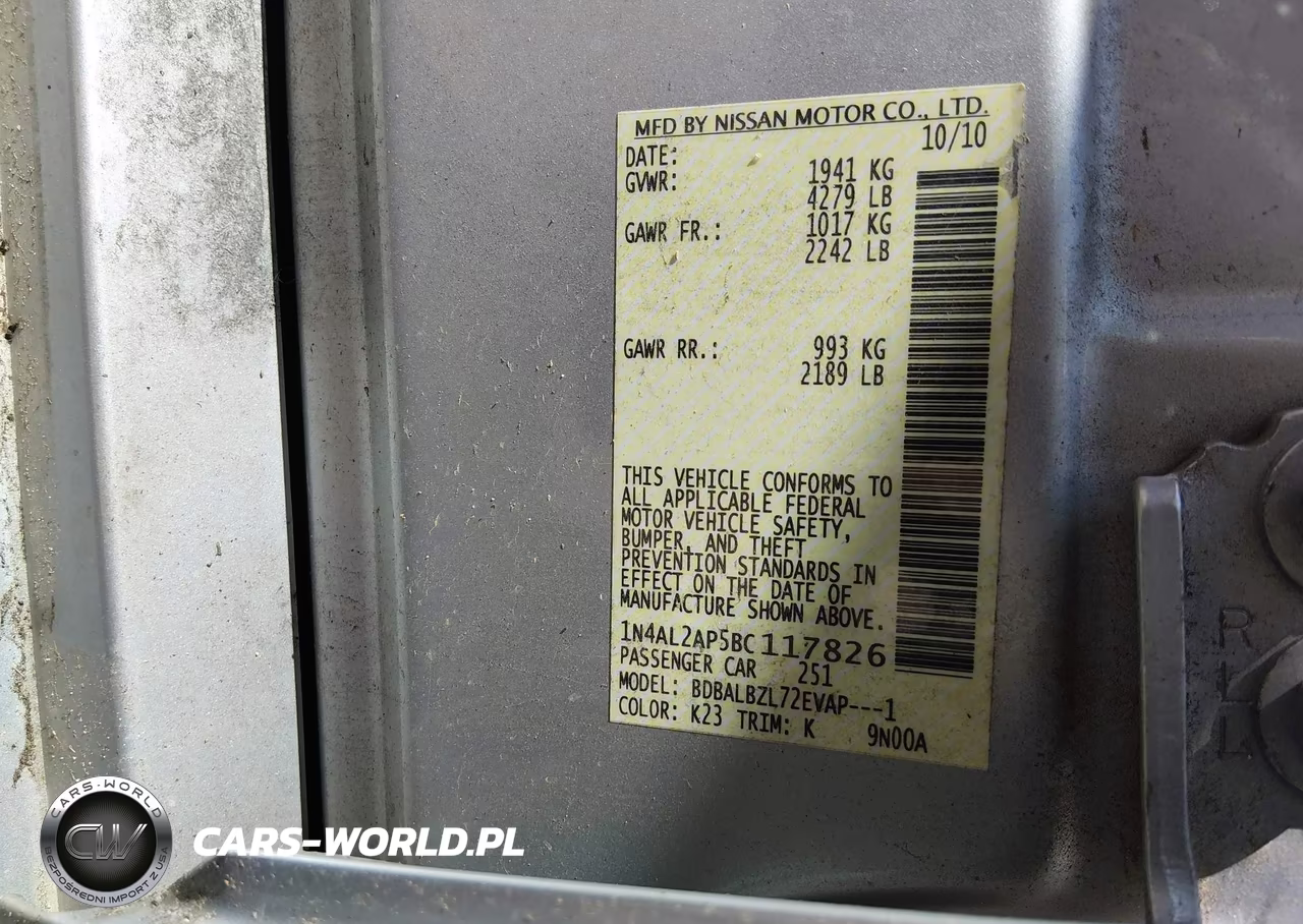 2011 Nissan Altima 2.5 S VIN:1N4AL2AP5BC117826 - 9