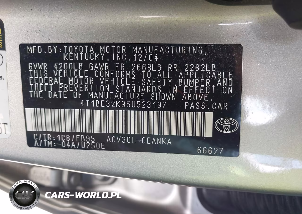 2005 Toyota Camry Std VIN:4T1BE32K95U523197 - 9