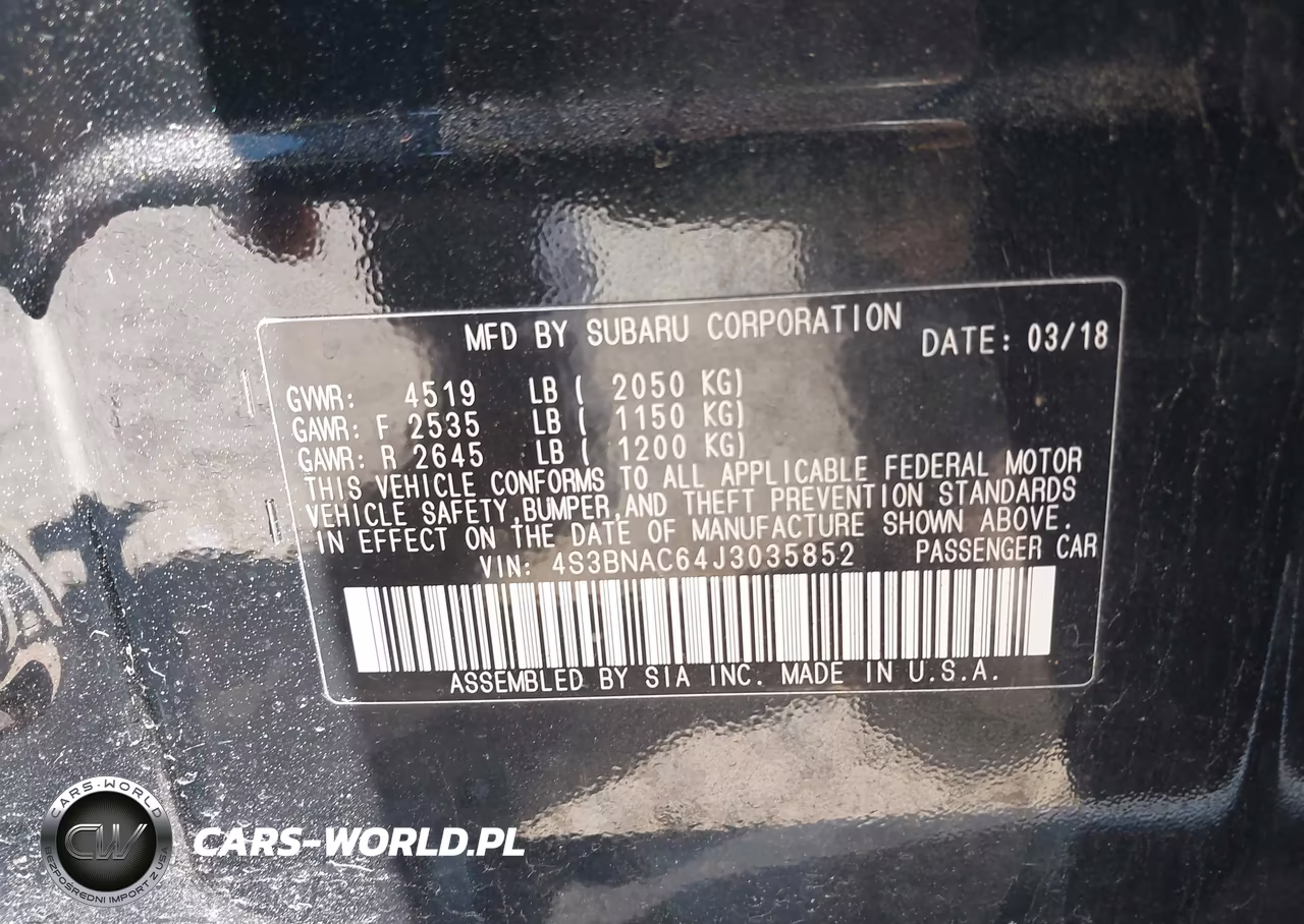 2018 Subaru Legacy 2.5I Premium VIN:4S3BNAC64J3035852 - 9
