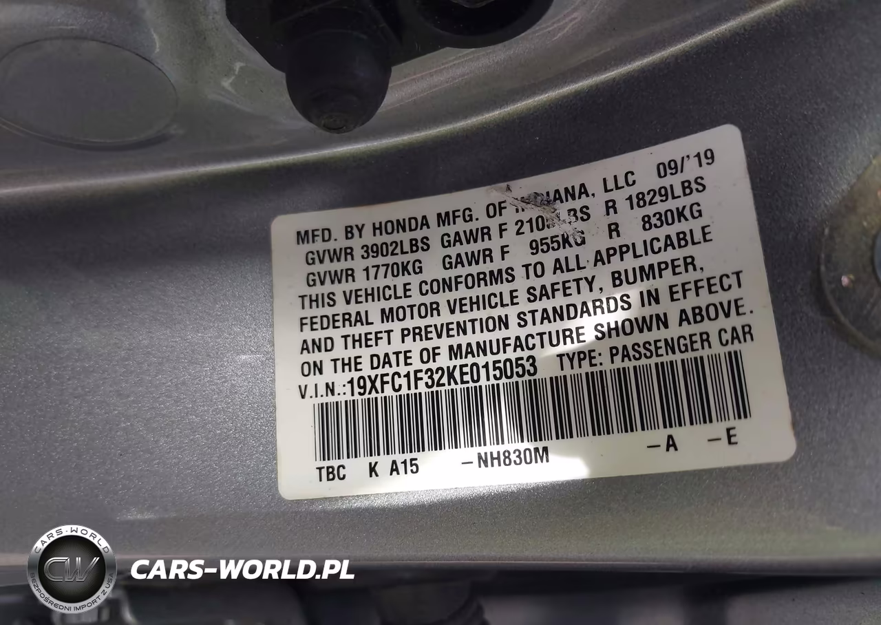 2019 Honda Civic Ex VIN:19XFC1F32KE015053 - 9