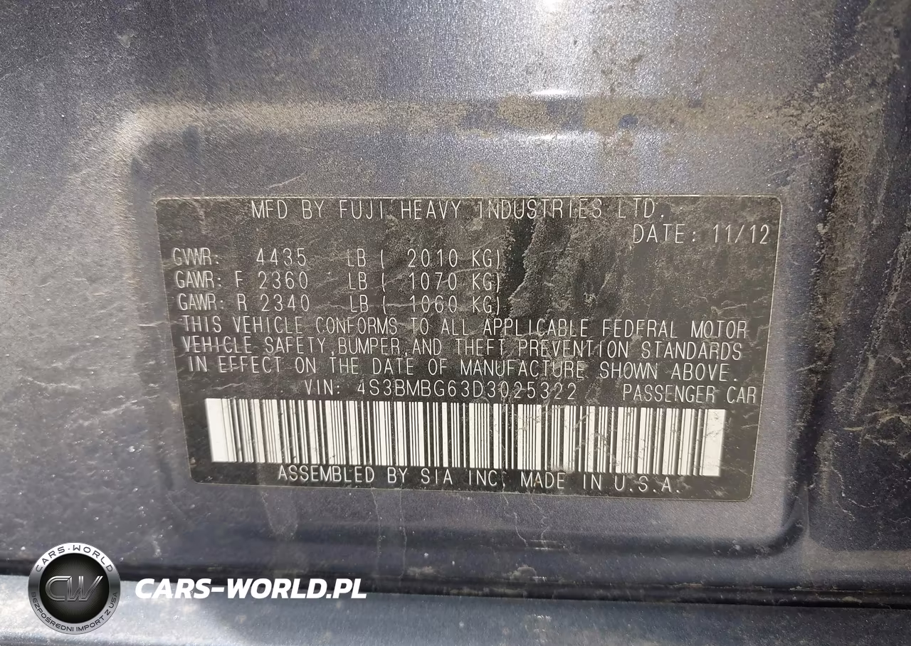2013 Subaru Legacy 2.5I Premium VIN:4S3BMBG63D3025322 - 9