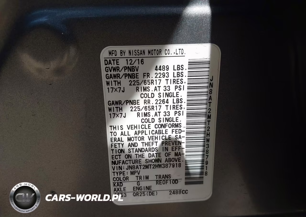 2017 Nissan Rogue Sv VIN:JN8AT2MT2HW387918 - 9