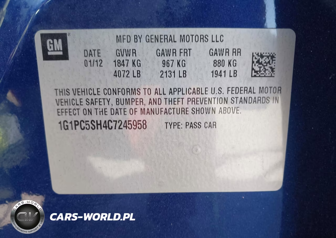 2012 Chevrolet Cruze Ls VIN:1G1PC5SH4C7245958 - 9