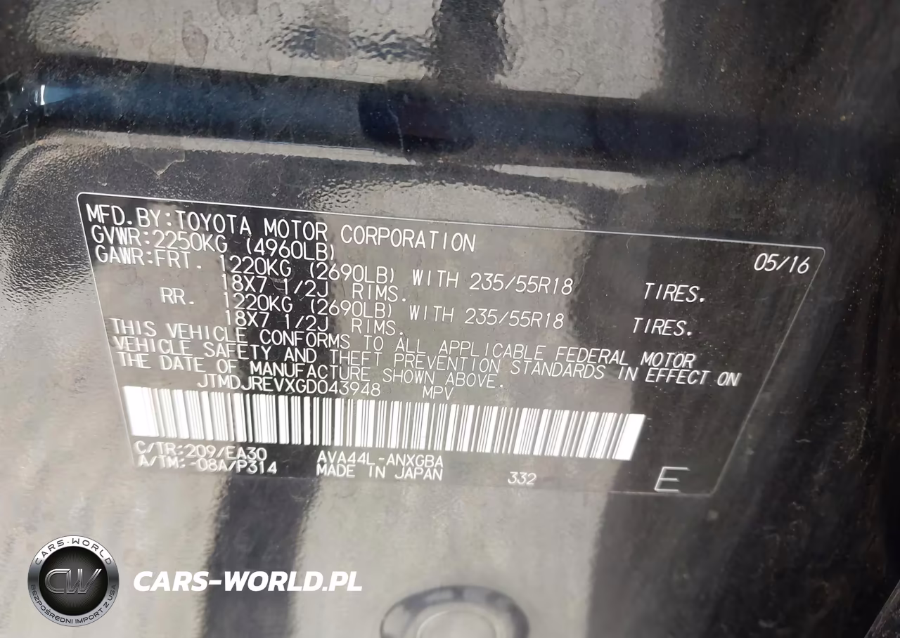 2016 Toyota Rav4 Hybrid Limited VIN:JTMDJREVXGD043948 - 9