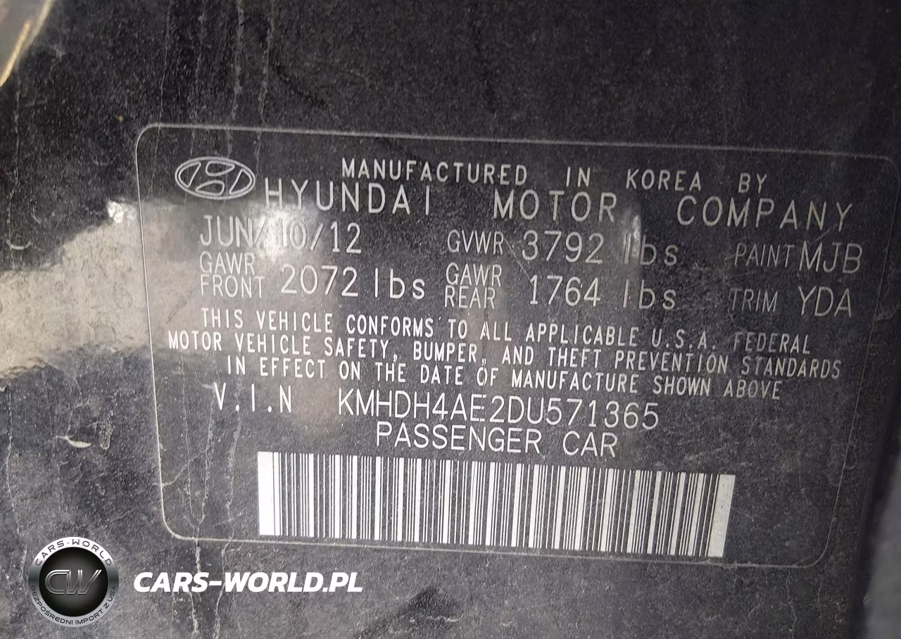 2013 Hyundai Elantra Gls VIN:KMHDH4AE2DU571365 - 9