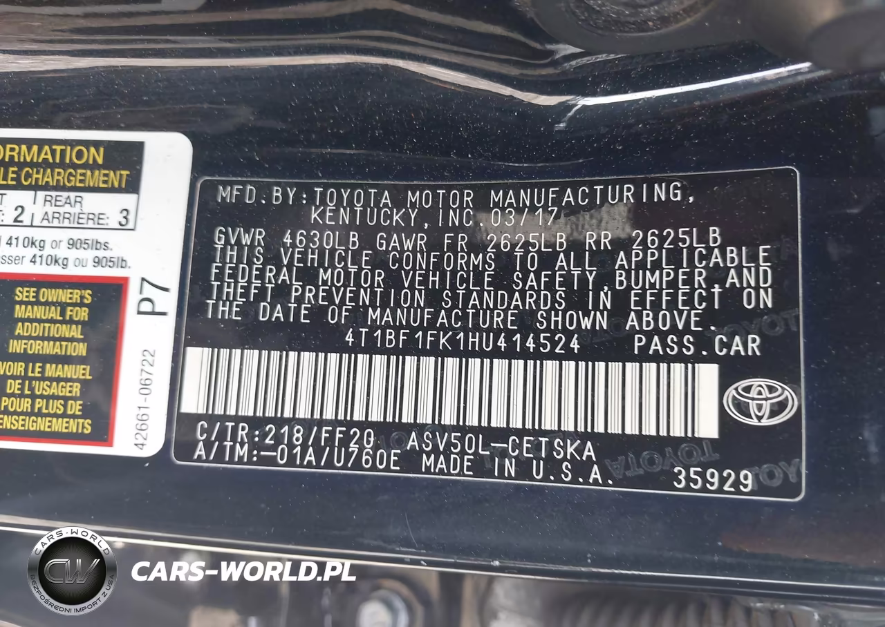 2017 Toyota Camry Se VIN:4T1BF1FK1HU414524 - 9