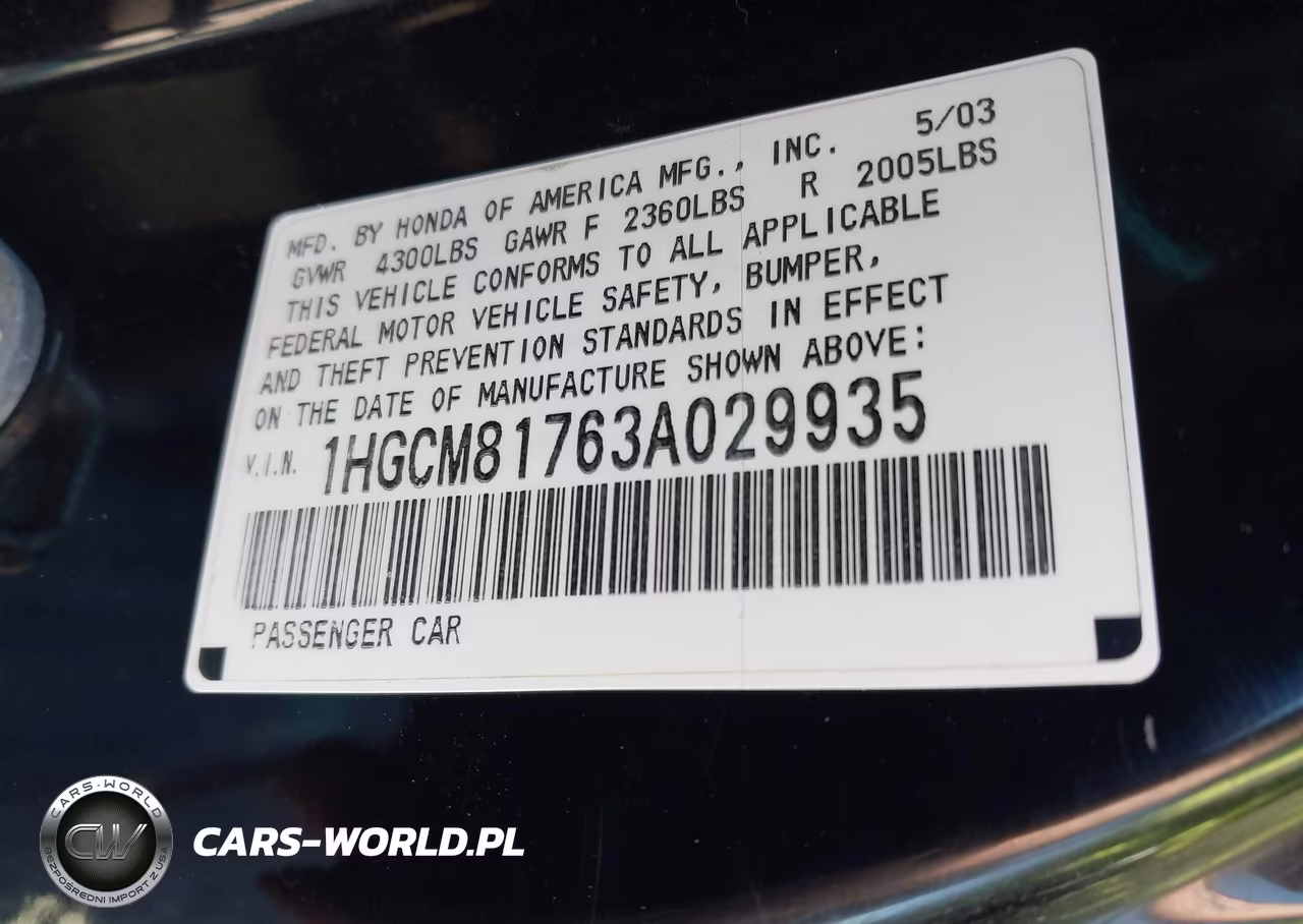2003 Honda Accord 3.0 Ex VIN:1HGCM81763A029935 - 9