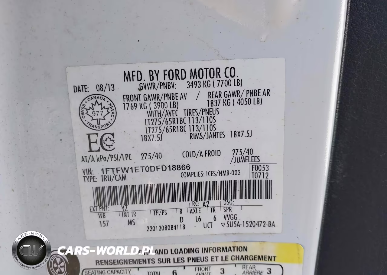 2013 Ford F-150 Xlt VIN:1FTFW1ET0DFD18866 - 9