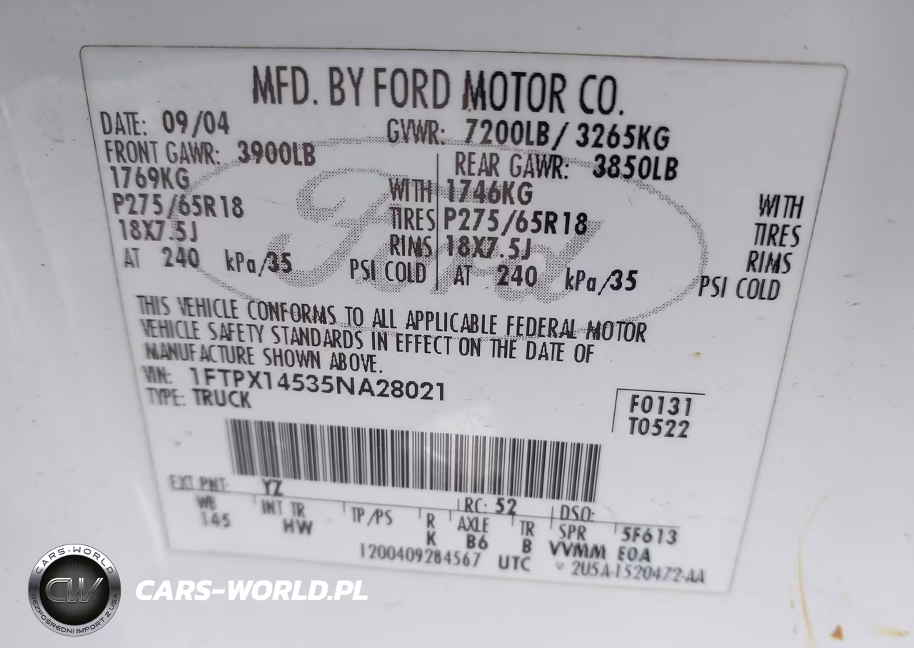 2005 Ford F-150 Fx4-Lariat-Xl-Xlt VIN:1FTPX14535NA28021 - 9