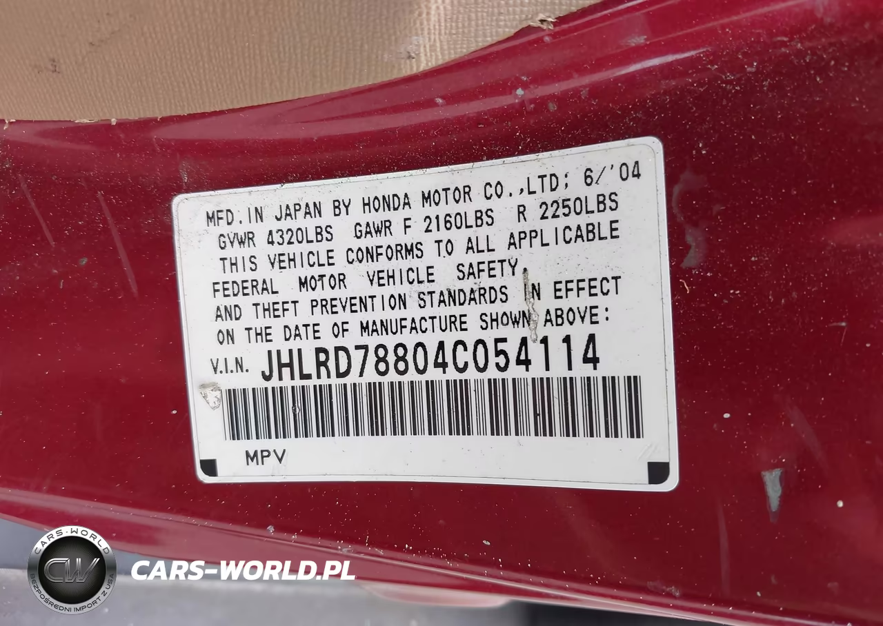 2004 Honda Cr-V Ex VIN:JHLRD78804C054114 - 9