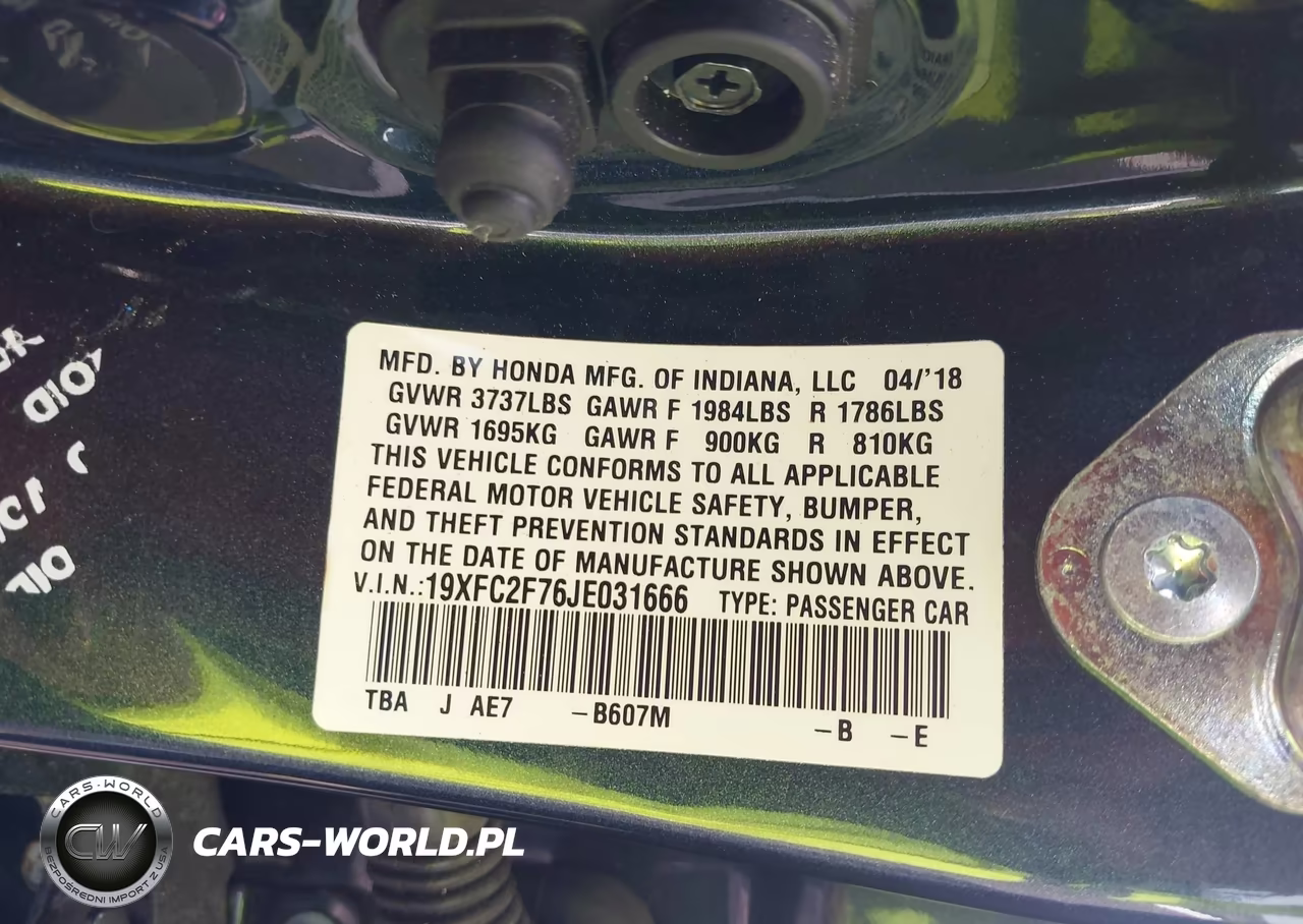 2018 Honda Civic Ex VIN:19XFC2F76JE031666 - 9