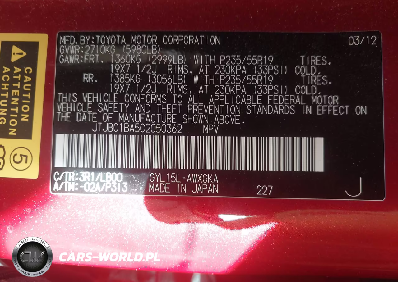 2012 Lexus Rx 450H VIN:JTJBC1BA5C2050362 - 9